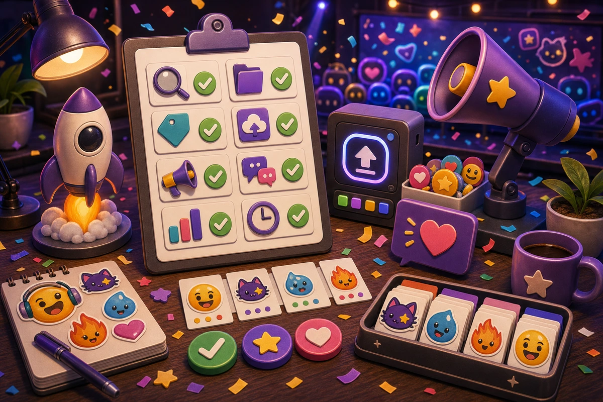 Emoji Pack Launch Checklist illustration