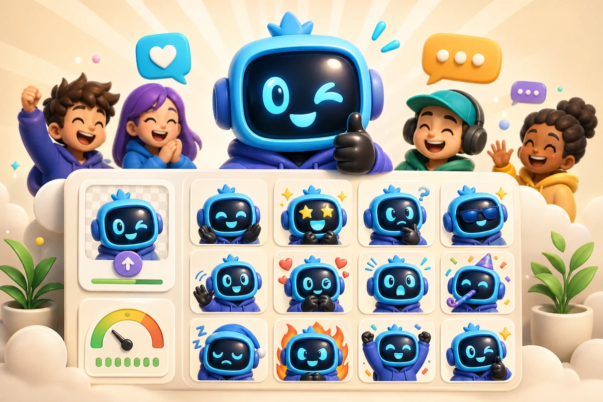 AI Discord emote pack planning illustration